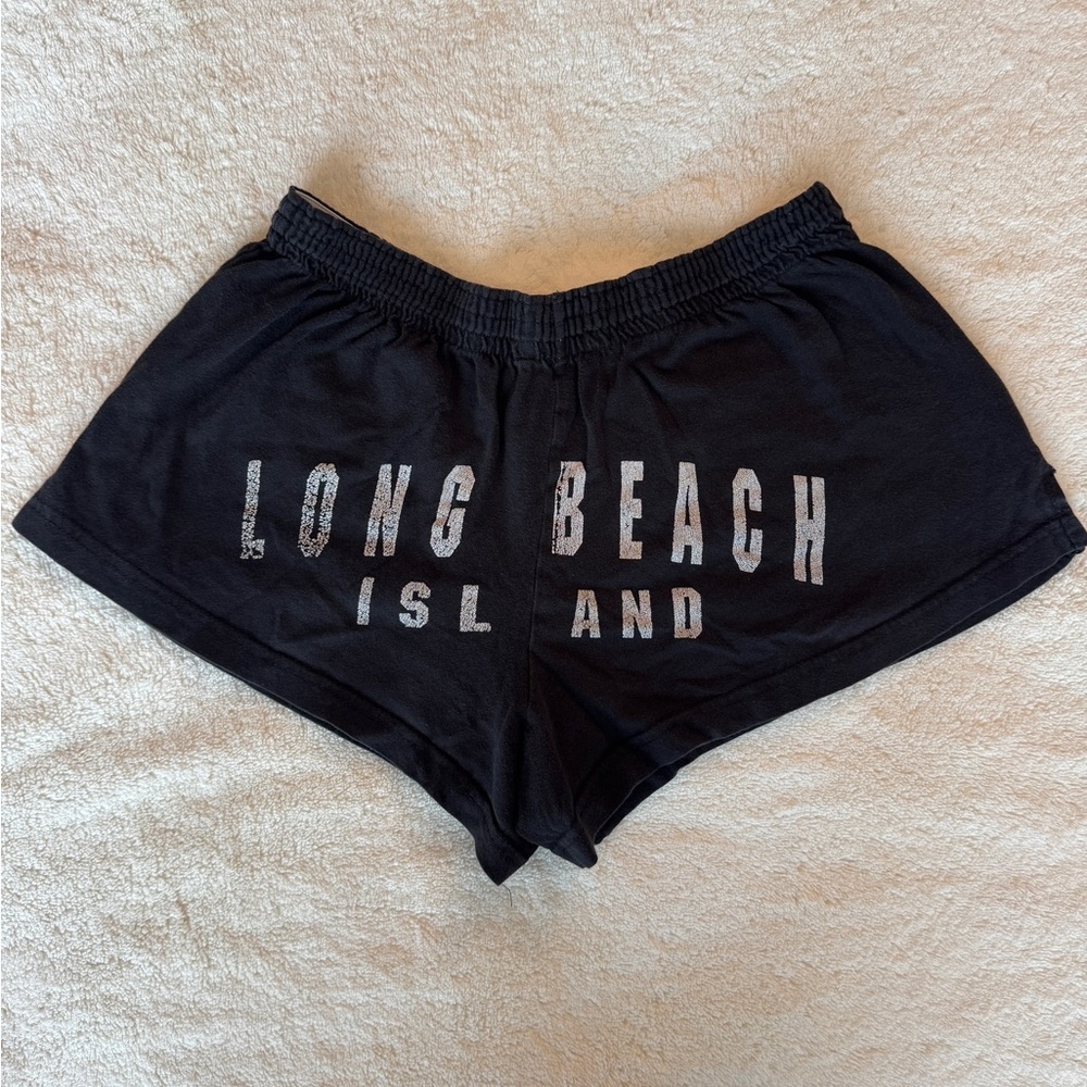 Black Long Beach Island Exist Cotton Booty Shorts | Size Small